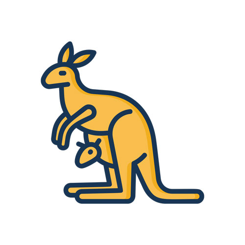 Kangaroo and joey icon representing Australian made products