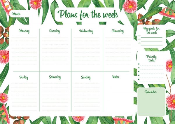 Reusable Flowering Gum Tree Magnetic Planner Weekly Organiser for fridge