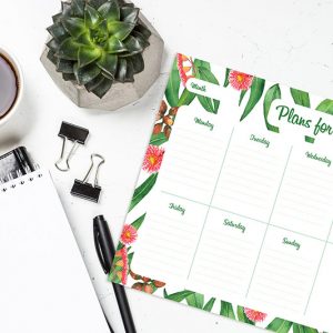 Reusable Flowering Gum Tree Magnetic Planner Weekly Organiser for fridge or organisation